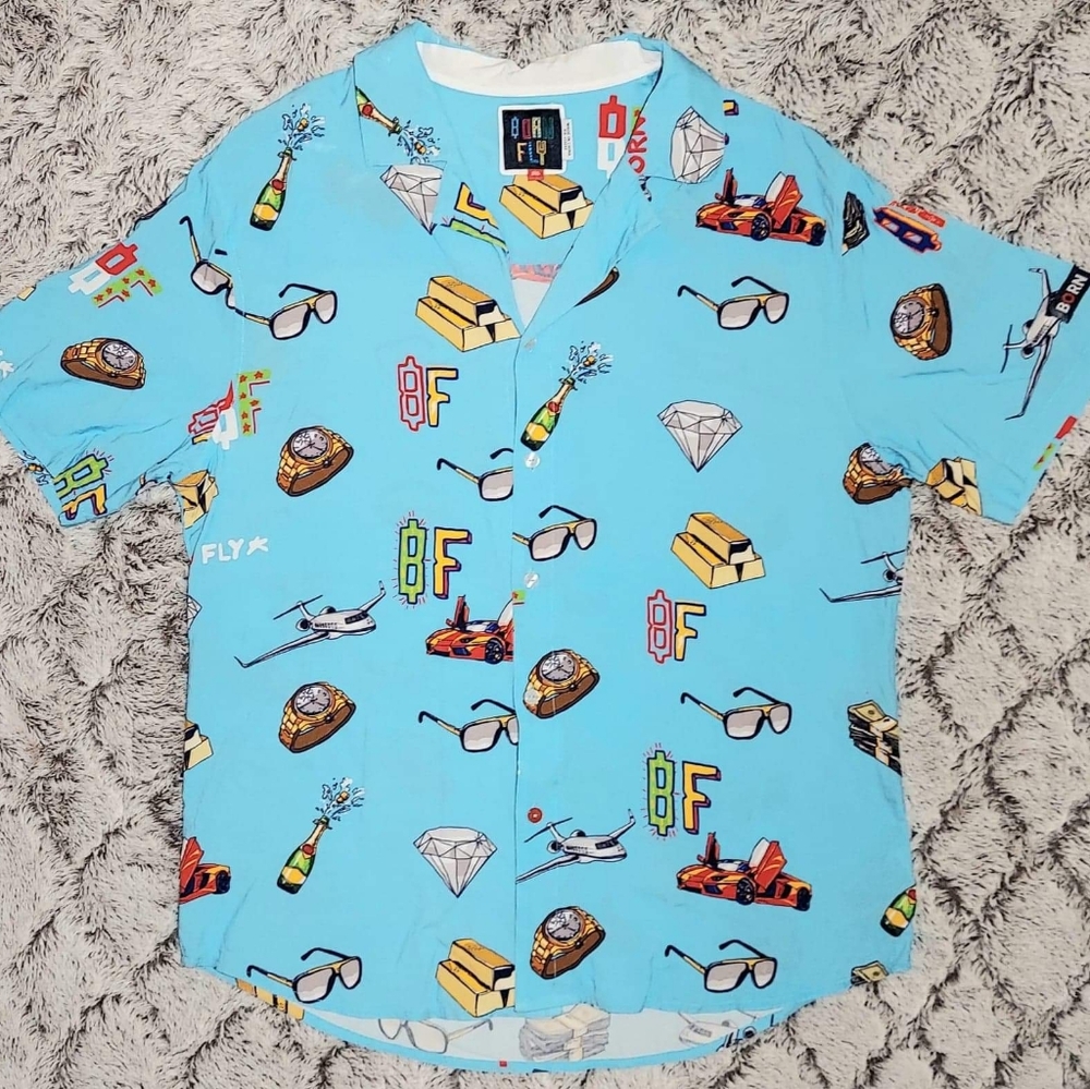 Men's Born Fly Graphic Casual Button Down